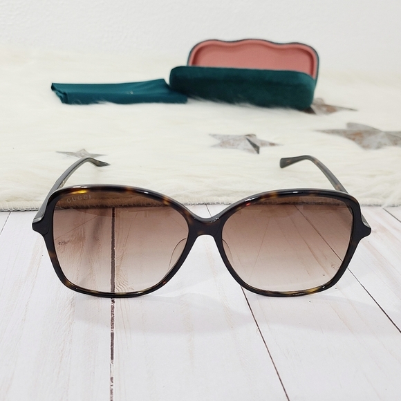 Gucci Oversized Butterfly Sunglasses Havana Tortoiseshell Brown NEW - Picture 7 of 13